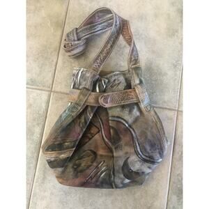 BOTARY Vintage 1980s Hand Painted Abstract Leather Purse Bag